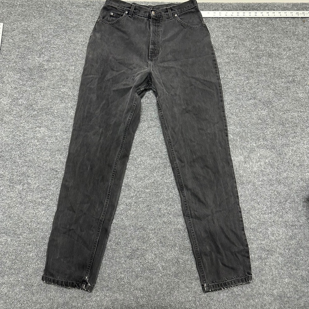 Lands' End Jeans Womens Size 12 Tall Black Cotton High Rise Straight Leg Denim